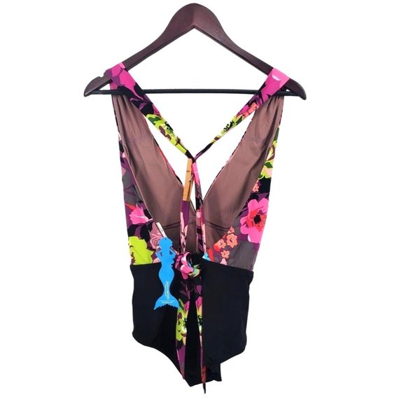 SKINNY DIPPERS One-Piece Lady Godiva Plunging V-neck Flower Shop Swimwear - Picture 6 of 12